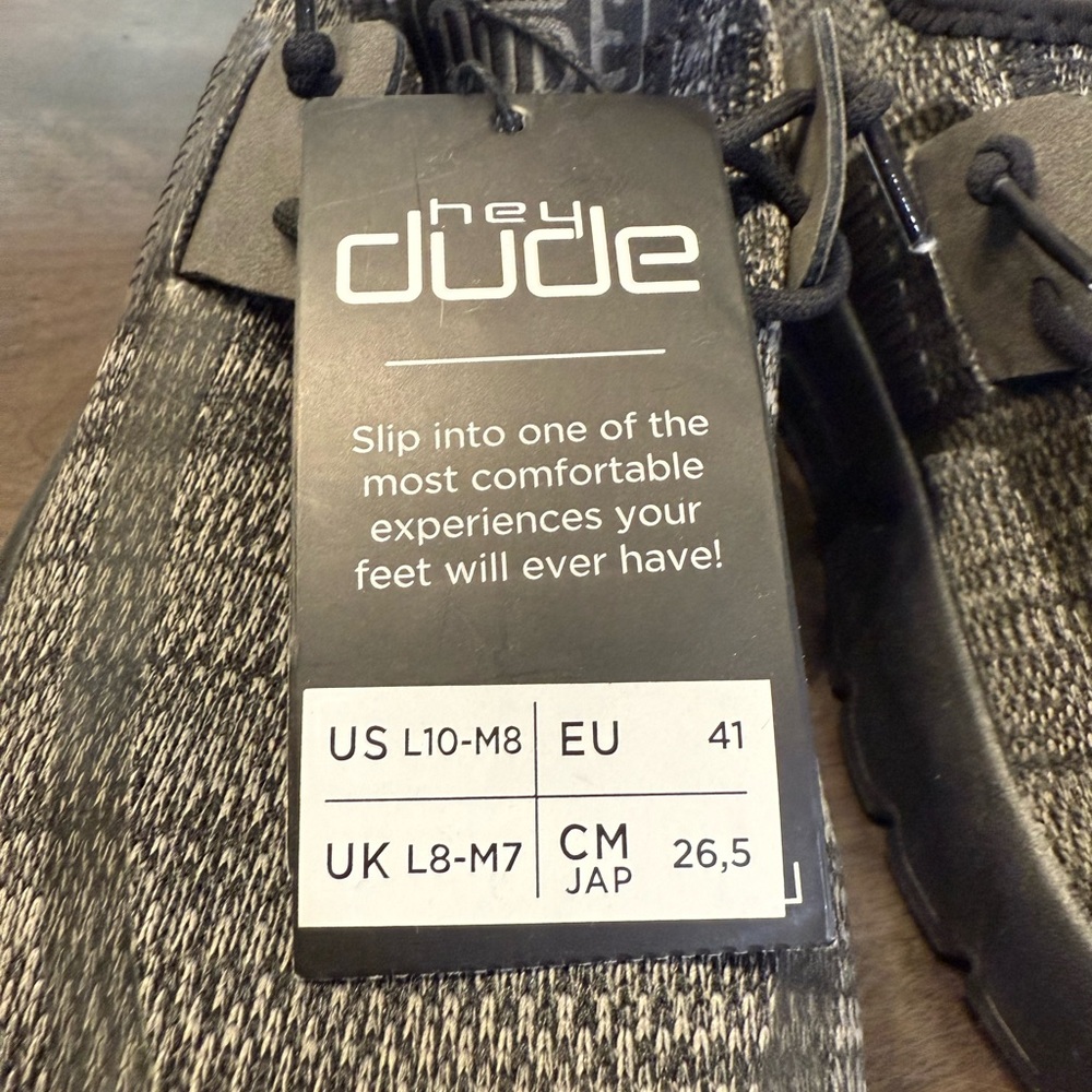Men's Black and Gray Hey Dude Shoes - Picture 7 of 7